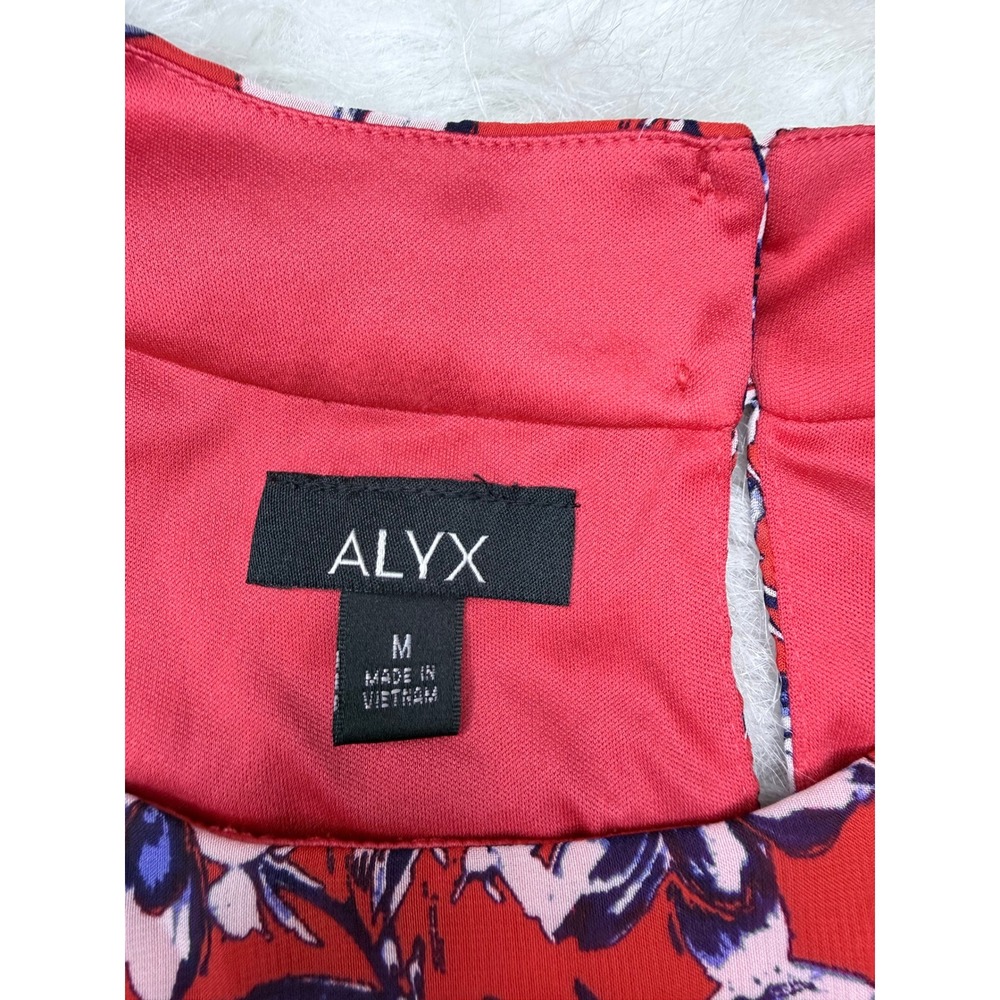 Alyx Red Floral Sleeveless Blouse Size Medium Lined Boho Keyhole Back - Picture 6 of 9